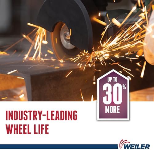 Weiler 58302 6 Inch Cutting Wheel, Tiger Ceramic Stainless Steel Superior Life & Cut Contaminant Free Max Performance Cutting, .045" CER60S Type 1 7/8" Arbor, Pack of 25