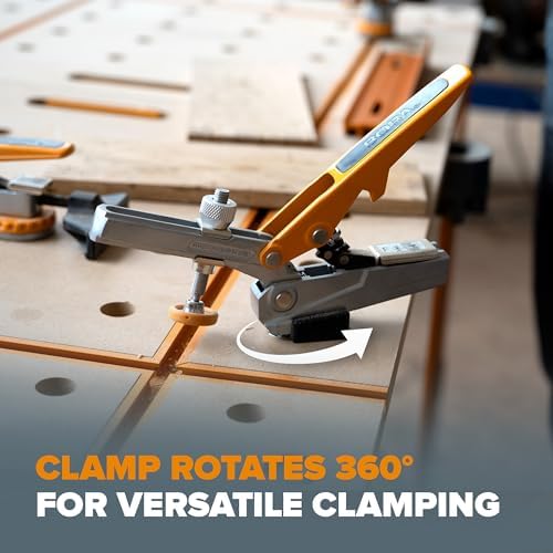 Bench Dog Clamp 3/4 Inch - Auto Adjust Horizontal Dog Hole Clamp for Woodworking | 7.5 Inch Aluminum Holdfast with 360° Rotation | Workbench Clamps & Accessories - BORA Centipede Workbench Compatible