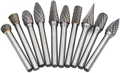 10Pcs/set 1/2 Dia, Solid Carbide Burrs Burs Double Heavy DutyTungsten Grinding Cutting Heads Chamfering Abrasion Industrial Deburring Rotary Tools for Hard Steel Metal Metalworking