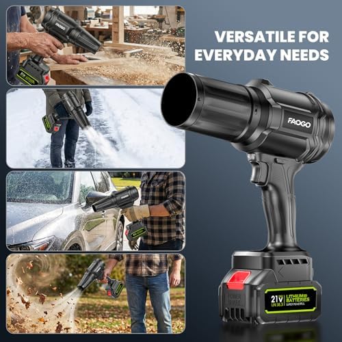 Cordless Leaf Blower with 2 Batteries & Charger - 990,000 RPM Electric Handheld Blower, Lightweight for Lawn, Yard, Patio, Garden Care - Light Black