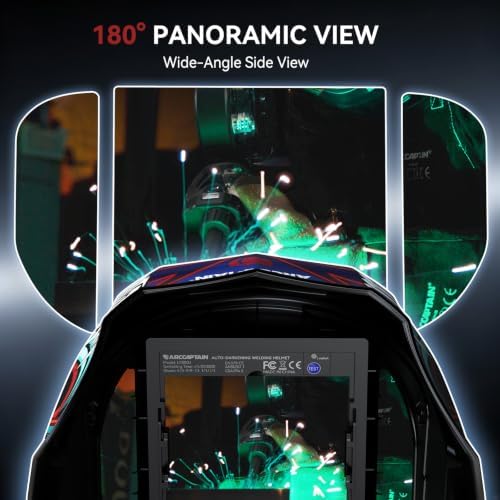 ARCCAPTAIN Welding Hood, 180° Panoramic View Auto Darkening Welding Helmet