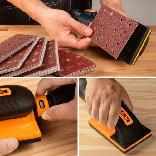 POWERTEC 71743 Dust Collection Hose Attachment and Hand Sander Block Kit w/Ultra Flex Vacuum Adapters, Assorted Grit Oxide Sander Pads