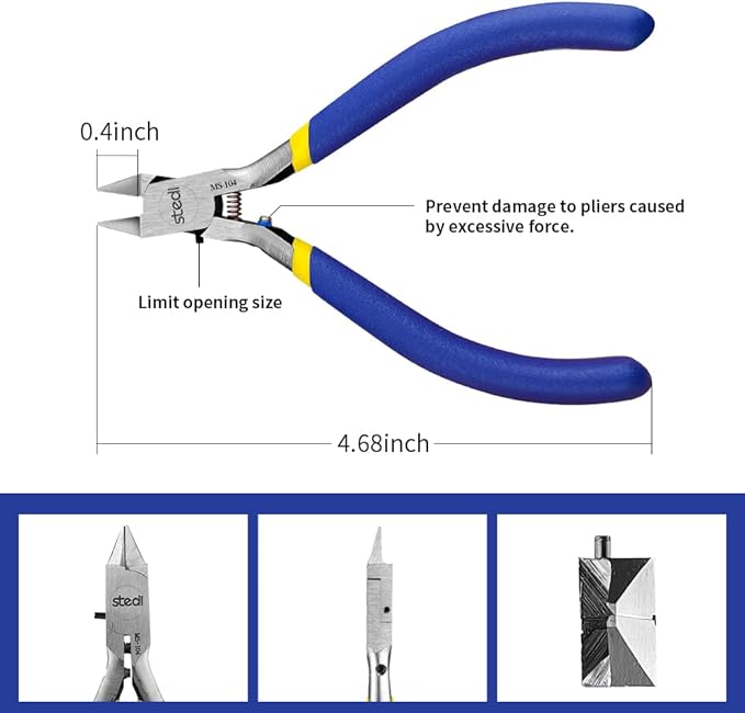 stedi 4.7-inch Model Nipper, with Ultra-thin Single-edge and Blade Case Plastic Model Tools for Gundam Repairing Plastic Model and Fixing，Blue