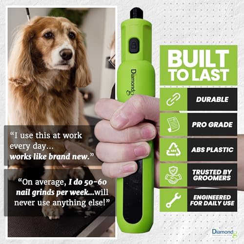 Diamondg Micro Dog Nail Grinder - Quiet Sound with LED Light, Green