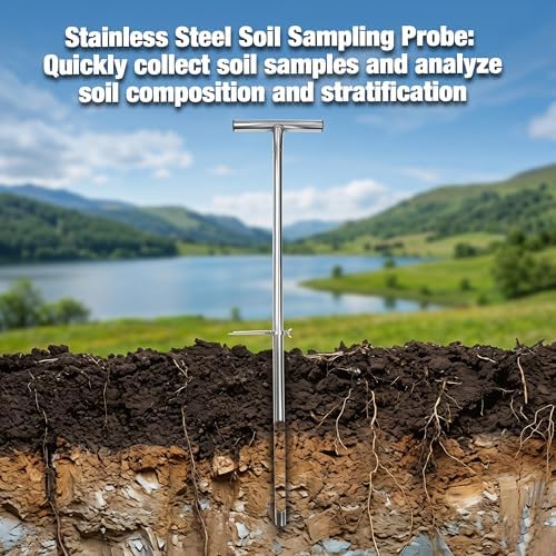 HOMAR 36 Inch Soil Sample Probe Stainless Soil Sampler Kit | T-Handle Soil Probe Rod For Golf Courses and in Gardening Soil Core for Use with Soil PH Meter Soil Moisture Probe