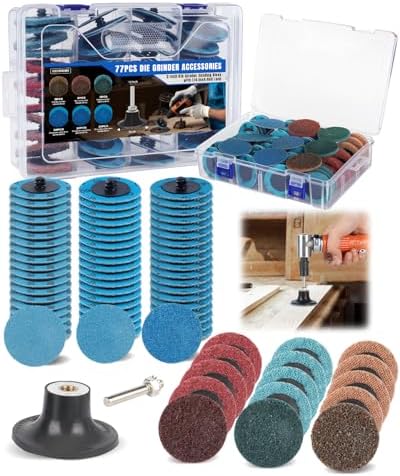 77 PCS 2 Inch Zirconia Sanding Discs, 1/4 Inch Roll Lock Quick Change Disc Accessories for Milwaukee M12 and Dewalt Die Grinders, Surface Conditioning for Paint, Rust Removal and Metal Deburring