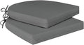 Cozyide Outdoor Chair Cushions, Waterproof Patio Seat Cushions with Adjustable Straps, Round Corner Patio Chair Cushions for Garden, Dark Grey, 17x16x2 Inch (Pack of 2)