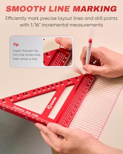 Saker 8.5Inch 3D Multi-Angle Measuring Square Ruler, Aluminum Alloy Carpenter Square,Precision Hole Scribing Ruler with Angle Pin for Woodworking, Engineering, and Construction Projects