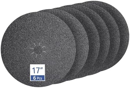 HUAALIUCHE Floor Sanding Disc Cloth-Backed Silicon Carbide，17" x 2" Holes for Concrete, Stone, 16 Grit, 6-Pack