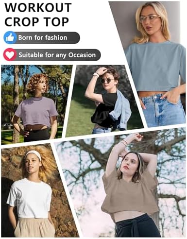 Dalavch 4/6 Pack Women's Crop Top Short Sleeve Athletic Workout Loose Fit