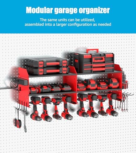 CCCEI Modular Power Tool Organizer Wall Mount with Charging, Red, 1 Pack