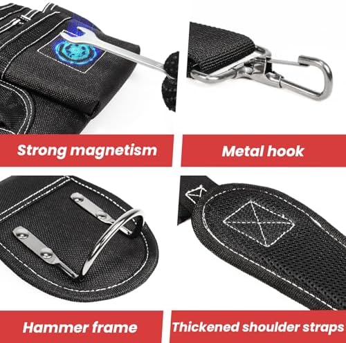 Professional Tool Belt for Men, Magnetic Tool Pouch with Suspenders