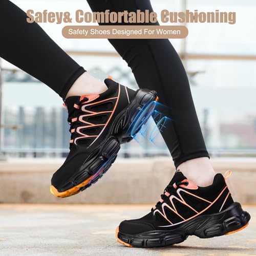 Hogent Steel Toe Shoes for Men Women - Non Slip & Lightweight Work Shoes