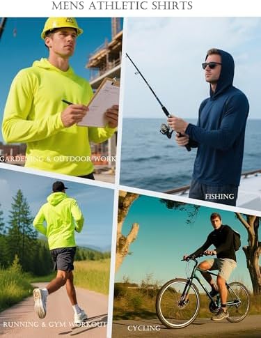 Men’s 5 Pack Sun Protection Long Sleeve Hoodie Rash Guard SPF Lightweight Quick Dry UV Shirts Outdoor Fishing Active Wear