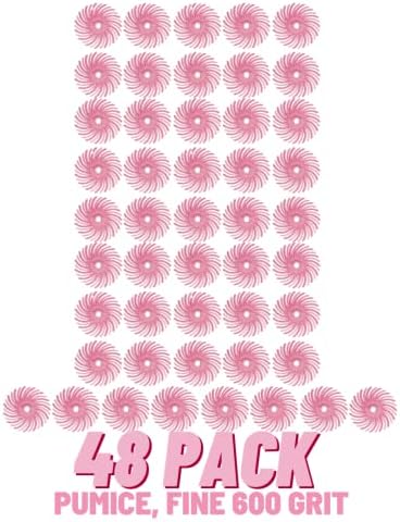 Dedeco Sunburst Radial Bristle Discs 48-Pack - 7/8" Curved - Pink 600 Grit (Fine, Pumice) - Aluminum Oxide for Polishing & Finishing