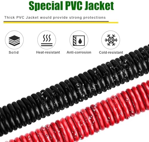 6 Gauge Battery Cable Copper Wire, 5FT Red + 5FT Black