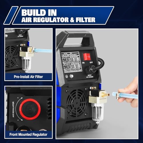BILT HARD Plasma Cutter, 50A Plasma Cutting Equipment, Non Touch Pilot Arc, 110V/220V Dual Voltage, Digital Display Screen, DC Inverter IGBT Plasma Cutter Machine for Beginners