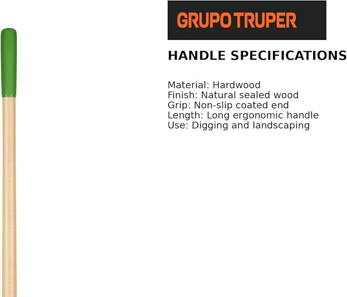 Truper Square-Point Shovel, Mid-Size Steps, 48-Inch Wood Handle with 6-Inch Grip, 16 Gauge Blade, Heavy-Duty Digging & Transfer Shovel (Model 31188)