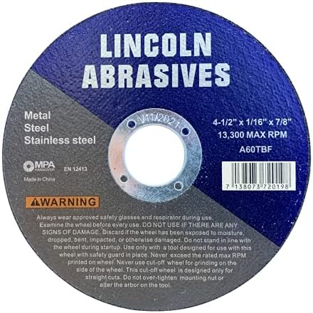 400 Pc 4.5" x 1/16" x 7/8" Cut-Off Wheels Lincoln Abrasives Metal & Stainless Steel