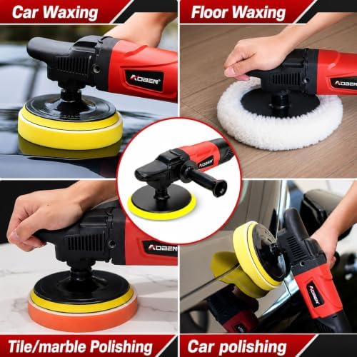 AOBEN Rotary Buffer Polisher,1200W 6-inch/ 7-inch Car Buffer,Car Polisher Waxer Kit with 6 Variable Speed 1000-3500RPM & 4 Polishing Pads,Detachable Handle for Boat,Car Polishing and Waxing