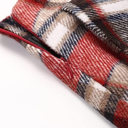 IDEALSANXUN Womens Plaid Wool Skirts Elastic Waist A-Line Pleated Tartan Long Skirts