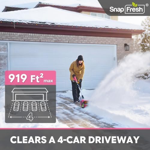 SnapFresh Cordless Snow Shovel, 12 Inch 20V Cordless Snow Shovel with 4000mAh Battery & Fast Charger(Pink)
