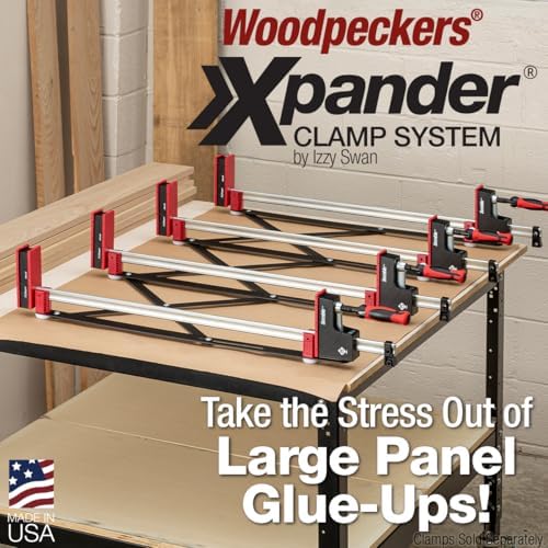 Woodpeckers Xpander Clamp System for Easy Handling and Automatic Spacing of Parallel Jaw Clamps, Aligns and Holds 24"-40" Clamps for Panel Glue-Ups, USA-Made XPANDER-2430