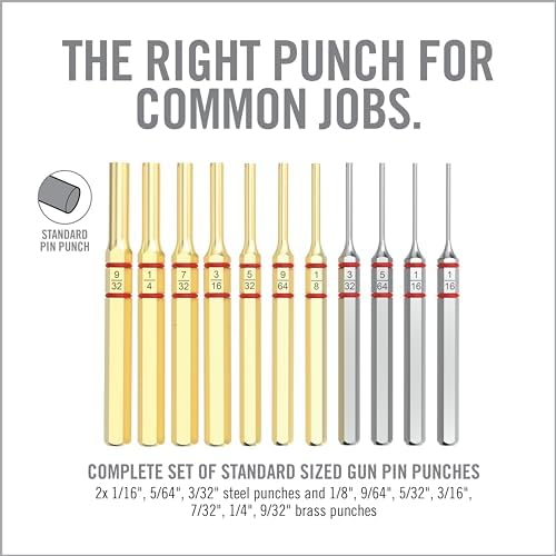 Real Avid 11-Piece Pin Punch Set - Portable All-in-One Punch Set with Storage Case - Choose Between Roll Pin, Standard or Brass and Steel Set