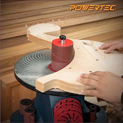 POWERTEC 11209 4.5 Inch Sanding Sleeves for Spindle Sander | 120 Grit | Aluminum Oxide Sandpaper Sanding Sleeves 4-1/2" Long in 3 Diameters 1/2", 3/4" & 1" – 9 Pack