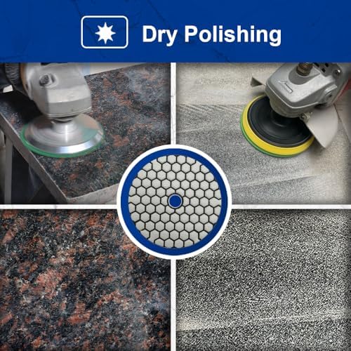 SHDIATOOL 5 Inch Dry Diamond polishing Pads Grit 800 for Granite Marble Quartz(7-Pack)