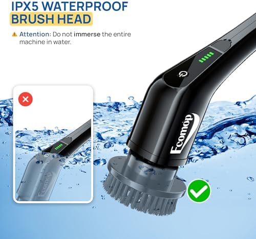 2025 Upgraded Electric Spin Scrubber – Shower Scrubber with Long Handle, Cordless Electric Cleaning Brush, 400 RPM Dual-Speed, IPX5 Waterproof, 90-Min Runtime, 8 Brush Heads for Powerful Cleaning