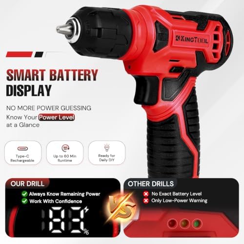 KingTool 156-Piece Red Tool Kit, 8V Cordless Drill for Home Repairs & DIY