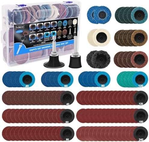 136 PCS 2 Inch Die Grinder Sanding Discs, Quick Change Disc Accessories