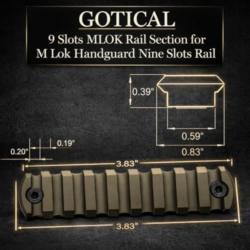 Gotical 13 Slots MLOK Picatinny Rail Section for M-Lok Handguard Flat Dark Earth Fit for 21mm Picatinny/Weaver Rails