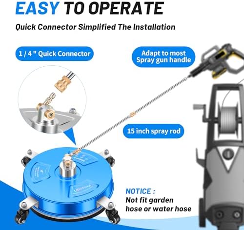 LidoDola 14'' Pressure Washer Surface Cleaner Blue, Power Washer Accessory