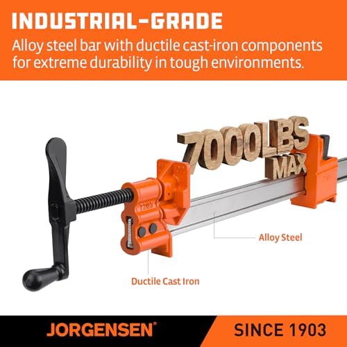 Jorgensen 30-Inch Steel I-Bar Clamps, 7000 lbs Clamping Force, 2-Pack