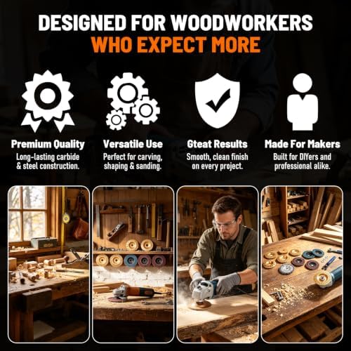 15PCS Wood Carving Disc Set for 4" or 4 1/2" Angle Grinder