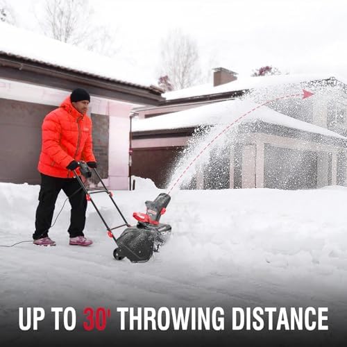 21-Inch Electric Snow Blower, 15-Amp, with LED Light for Patios Deck Yard Driveway(AM7521)