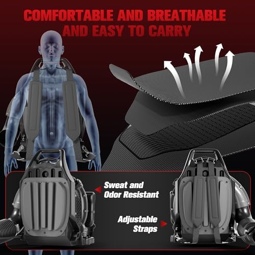 TDH Backpack Leaf Blower,63CC Backpack Blower with 665 CFM & 205 MPH