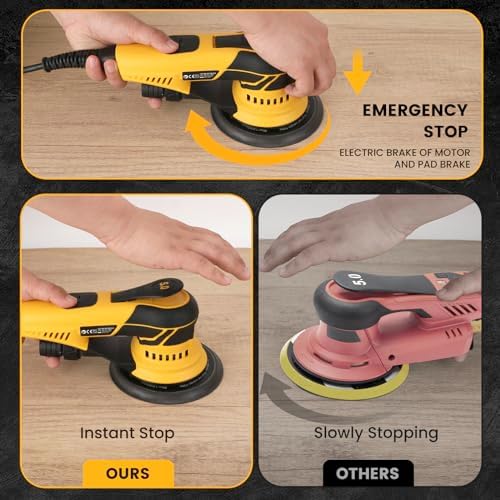 350W 3A Electric Random Orbital Sander with Pluggable Wire, Central Vacuum, Sanders for Woodworking, Primary Wood and Panel Processing