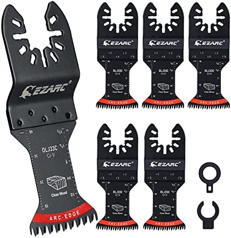 EZARC Japanese Tooth Oscillating Saw Blade, 5 PCS Arc Edge Oscillating Multitool Blades Clean Cut for Wood, Plastic