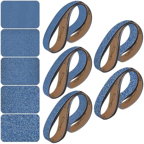 2x72 Inch Grinding Belts 10 Pcs 5 Grits Sizes (2 Each of 80/120/150/240/400 Grits) Heavy Duty Belt Sander Zirconia Sanding Belt Sander Paper for Wood, Metal, Stainless Steel, and Furniture
