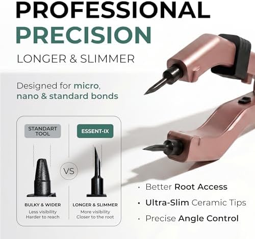 Professional Keratin Fusion Tool for Hair Extensions – Slim Long Heating Plates, Adjustable Temperature, Rapid Heat-UP, Seamless Fusion, Root Access, Salon-Quality Keratin Glue Gun (Rose Gold)