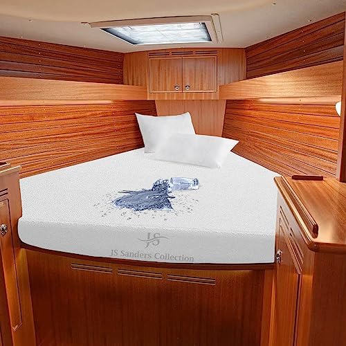 V Berth Mattress Protector - Fitted Style Ultra Soft Terry Cotton - 100% Waterproof V Berth Mattress Protector Pad - Ultra Soft Cooling Smooth Noiseless Washable - Fits Upto 10" Deep, White