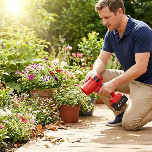 Power Leaf Blower,21V Cordless Leaf Blower, 2X 4.0Ah Batteries Handheld Electric Blower Ideal for Yard Cleaning, Lawn Maintenance, and Blowing Away Leaves and Dust