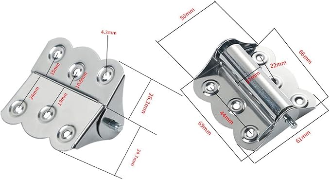 2 Pcs Stainless Steel Screen Door Hinges Hardware Spring Loaded Hinge, Silver