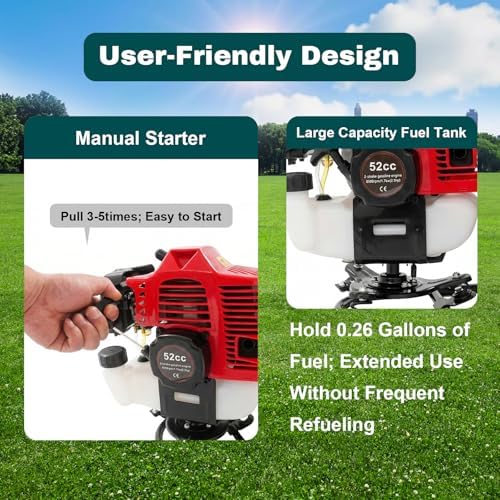52CC Sweeper Machine 2-Stroke Gasoline Engine, Artificial Turf Vacuum Snow Shovel, Power Broom for Driveways, Lawns, Pavements, Golf Courses