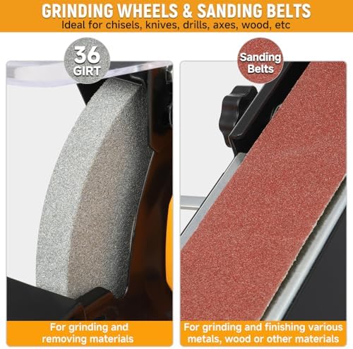 Hoteche 6" Bench Grinder & 2" x 27" Belt Sander Combo - 250W Dual Power Tool for Metal/Wood Grinding, Sharpening & Sanding