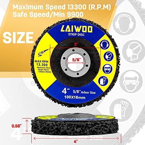 10Pack Strip Disc Wheel Angle Grinder Paint Rust Removal 4" x 5/8" Black