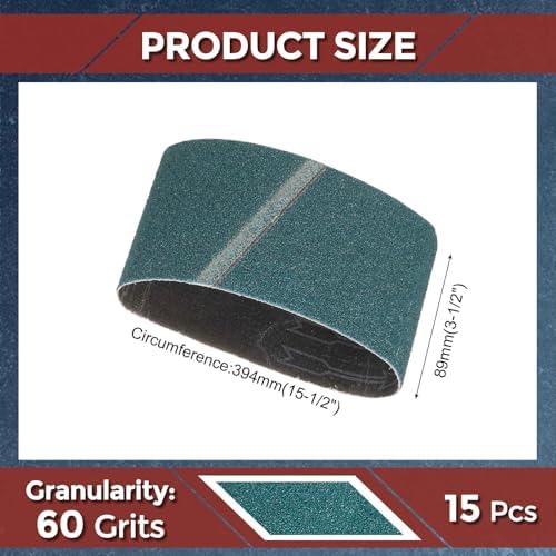 15 Pcs Sanding Belts 3-1/2 x 15-1/2 Inch 60 Grit Zirconia